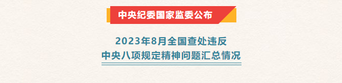 新聞速遞丨中央紀(jì)委國家監(jiān)委公布2023年8月全國查處違反中央八項規(guī)定精神問題匯總情況